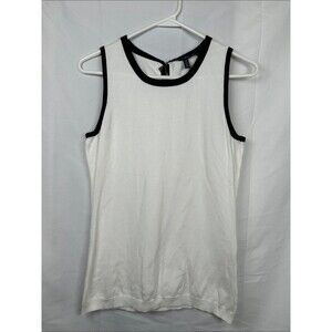 White House Black Market Sleeveless Sweater Women’s XS Tie Neck Off White Black